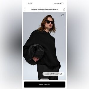 Alo Black Hooded Scholar Sweater